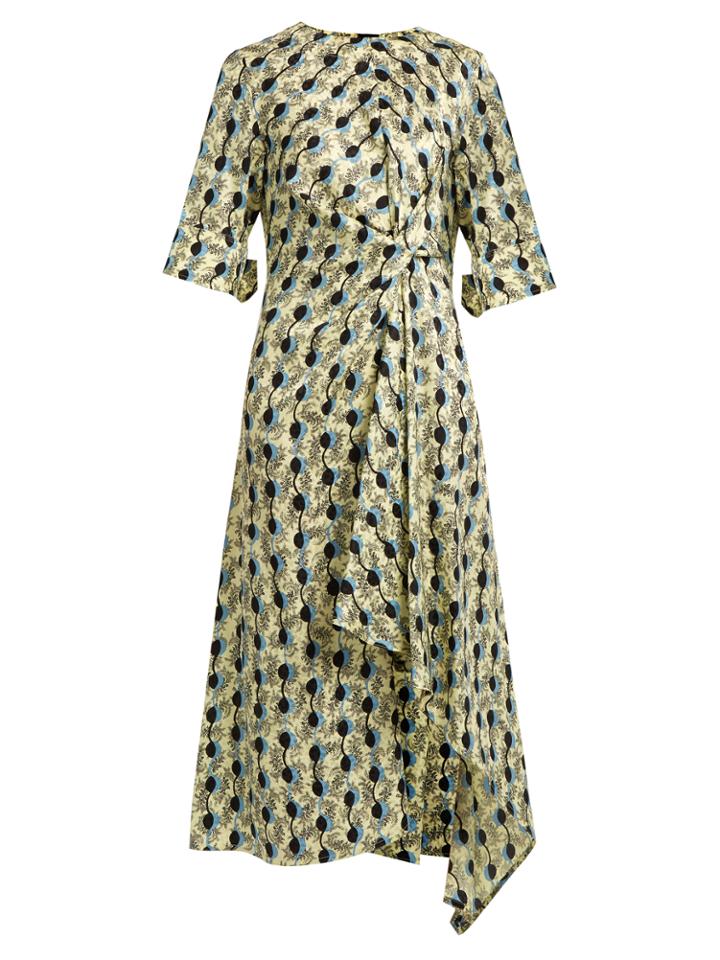 Marni Garland-print Asymmetric Jacquard-silk Dress