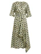 Marni Garland-print Asymmetric Jacquard-silk Dress