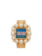 Matchesfashion.com Miu Miu - Faux Pearl Embellished Watch Bracelet - Womens - Gold