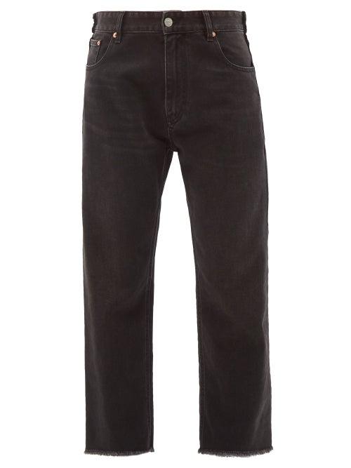 Mm6 Maison Margiela - Cropped Frayed-cuff Jeans - Womens - Black