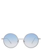 Matchesfashion.com Acne Studios - Scientist Round Metal Tinted Sunglasses - Womens - Blue