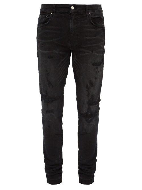 Matchesfashion.com Amiri - Bruise Distressed Skinny Fit Jeans - Mens - Black