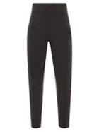 Fendi - High-rise Karligraphy-print Thermal Leggings - Womens - Dark Brown