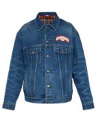 Matchesfashion.com Gucci - Flocked Logo Denim Jacket - Mens - Blue Multi