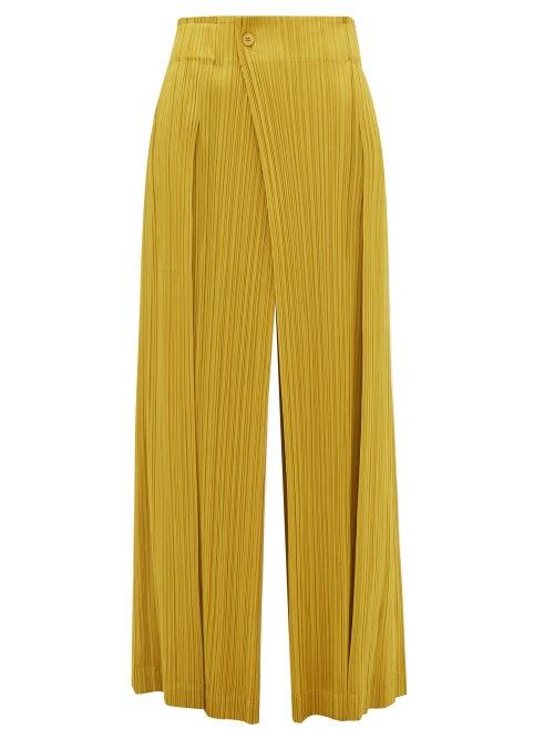 Matchesfashion.com Pleats Please Issey Miyake - Mannish Technical Pleated Trousers - Womens - Dark Yellow