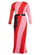 Matchesfashion.com Attico - Envers Diagonal Striped Crepe Dress - Womens - Pink Multi