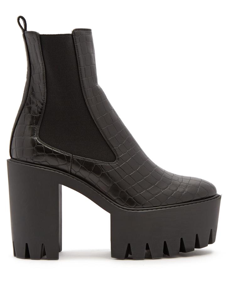 Stella Mccartney Monster Crocodile-effect Faux-leather Ankle Boots