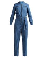Matchesfashion.com M.i.h Jeans - Margot Pinstriped Cotton Chambray Jumpsuit - Womens - Blue Stripe