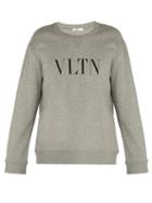 Matchesfashion.com Valentino - Vltn Logo Print Cotton Blend Sweatshirt - Mens - Grey