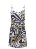 Emilio Pucci - Printed Silk-blend Satin Slip Dress - Womens - Navy