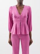 Casa Raki - Chiara V-neck Cupro Blouse - Womens - Pink