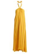 Matchesfashion.com Mara Hoffman - Lucille Halterneck Woven Maxi Dress - Womens - Yellow