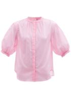 Matchesfashion.com Loup Charmant - Pico Ruffled Organic-cotton Poplin Blouse - Womens - Pink
