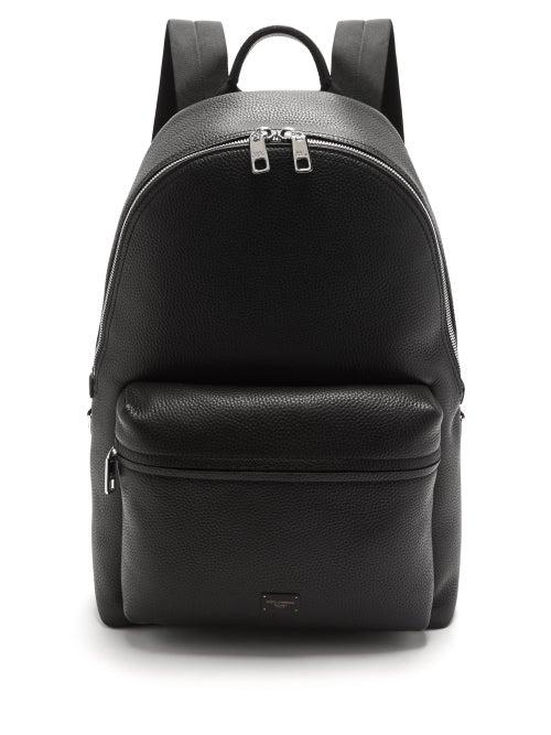 Matchesfashion.com Dolce & Gabbana - Palermo Logo-plaque Grained-leather Backpack - Mens - Black
