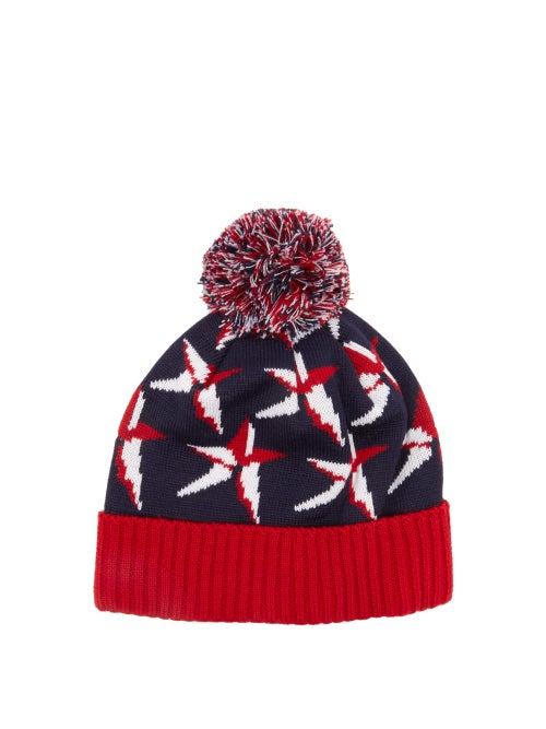 Matchesfashion.com Perfect Moment - Star Jacquard Wool Blend Hat - Womens - Navy