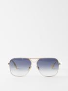 Victoria Beckham - Oversized Aviator Sunglasses - Womens - Blue Gold