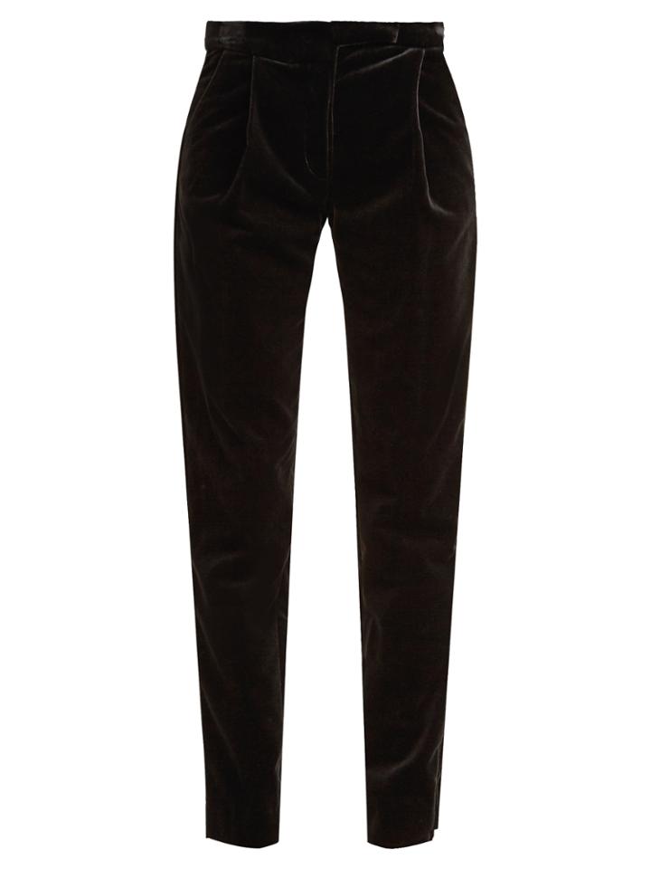 Elie Saab Mid-rise Slim-leg Velvet Trousers