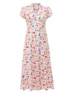 Matchesfashion.com Hvn - Morgan Miami Print Silk Satin Dress - Womens - Light Pink