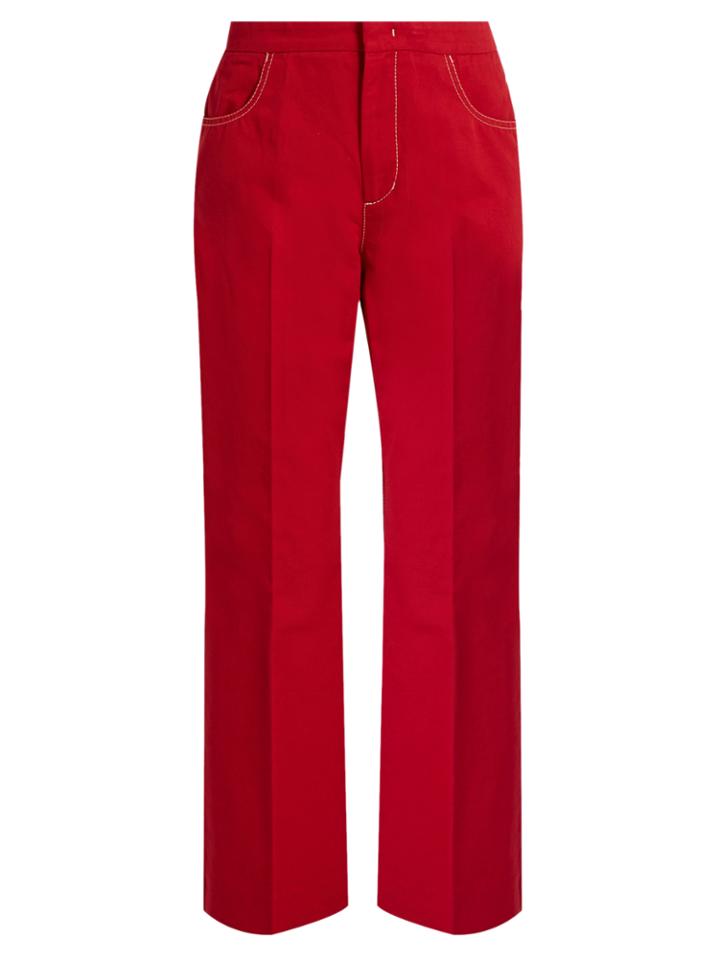No. 21 High-rise Straight-leg Cotton-blend Trousers