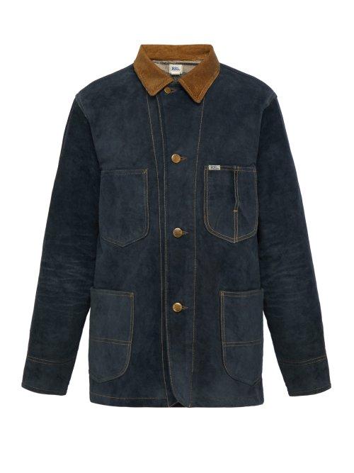 Matchesfashion.com Rrl - Corduroy Trimmed Suede Jacket - Mens - Indigo