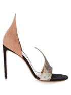 Francesco Russo Open-toe Snakeskin And Suede Pumps