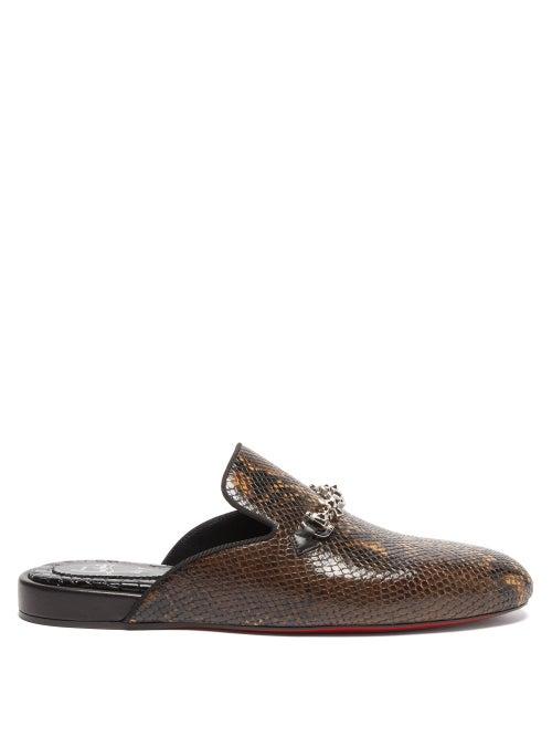Christian Louboutin - Coolito Swing Leather Backless Loafers - Mens - Black