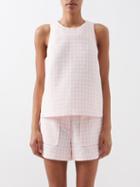 Lisa Marie Fernandez - Checked Cotton-blend Boucl Top - Womens - Pink Multi