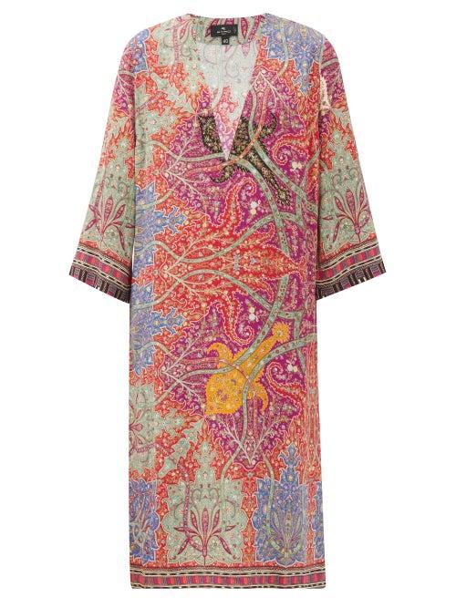 Matchesfashion.com Etro - V-neck Printed Kaftan Dress - Womens - Red Multi