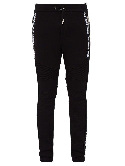 Matchesfashion.com Balmain - Logo Trim Track Pants - Mens - Black