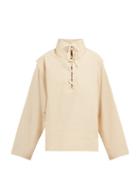 Matchesfashion.com Lemaire - Lace Up Cotton Poplin Shirt - Womens - Beige