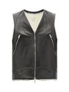 Matchesfashion.com Stefan Cooke - Reversible Leather And Shearling Gilet - Mens - Black White