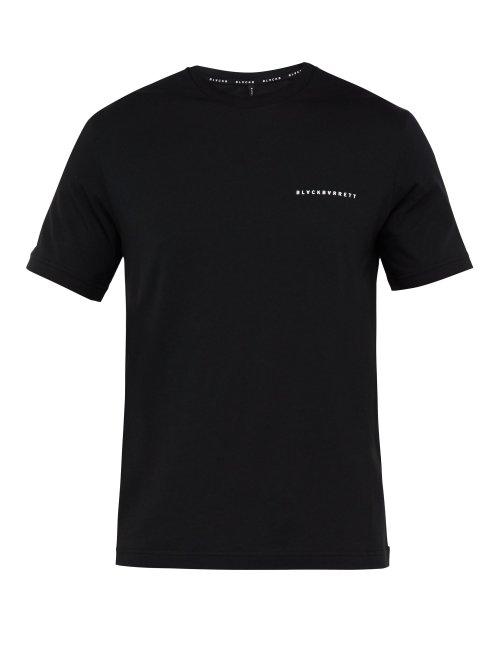Matchesfashion.com Blackbarrett By Neil Barrett - Logo Print Cotton Blend T Shirt - Mens - Black