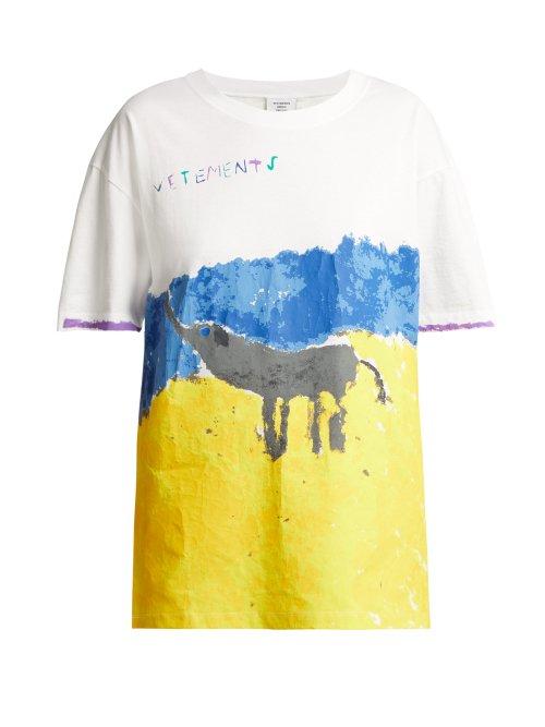 Matchesfashion.com Vetements - Elinor The Elephant Cotton T Shirt - Womens - White