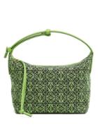 Loewe - Cubi Small Anagram-jacquard Canvas And Leather Bag - Womens - Black Green