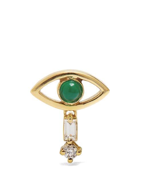 Matchesfashion.com Ileana Makri - Diamond, Emerald & Yellow Gold Single Earring - Womens - Gold