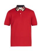 Matchesfashion.com Gucci - Tiger Stretch Cotton Polo Shirt - Mens - Red Multi