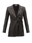 Matchesfashion.com 16 Arlington - Moriyo Gathered-leather Suit Jacket - Womens - Black