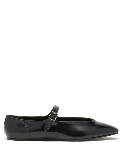 The Row - Olga Polished-leather Mary Jane Flats - Womens - Black