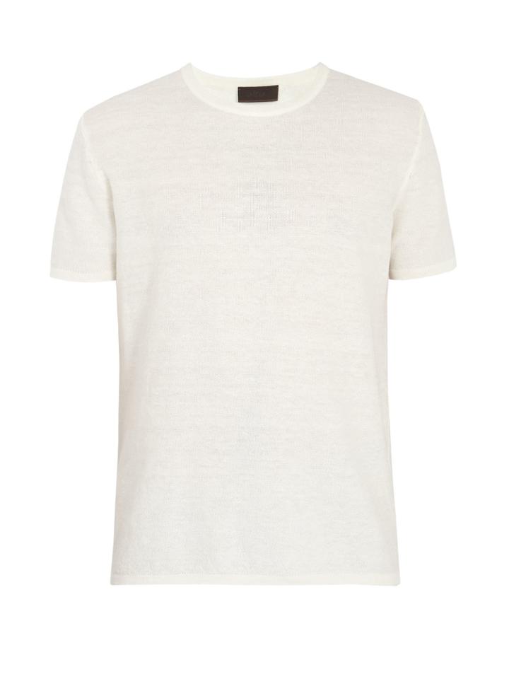Altea Knitted Crew-neck Linen-blend T-shirt