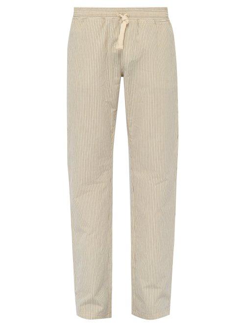 Matchesfashion.com The Gigi - Waikiki Pinstripe Cotton Blend Trousers - Mens - Beige