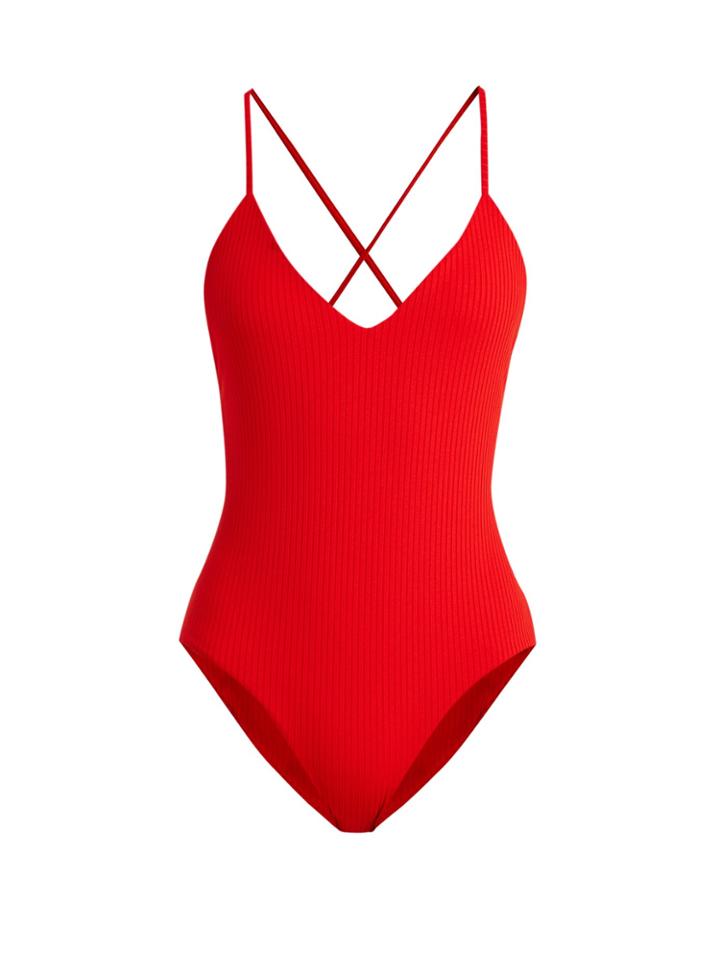 Mara Hoffman Emma V-neck Ribbed Swimsuit