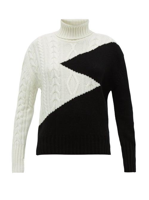 Matchesfashion.com Symonds Pearmain - Zigzag Intarsia Roll Neck Wool Sweater - Womens - Black White