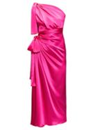 Matchesfashion.com Dolce & Gabbana - Asymmetric Knotted Silk-satin Dress - Womens - Fuchsia