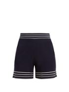 Matchesfashion.com Odyssee - Liberte Striped Knitted Shorts - Womens - Navy