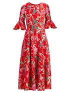 Matchesfashion.com Beulah - Shilpa Floral Print Silk Dress - Womens - Red Multi