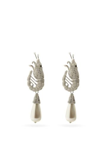 Matchesfashion.com Shrimps - Shrimp Crystal & Faux-pearl Clip Earrings - Womens - Pearl