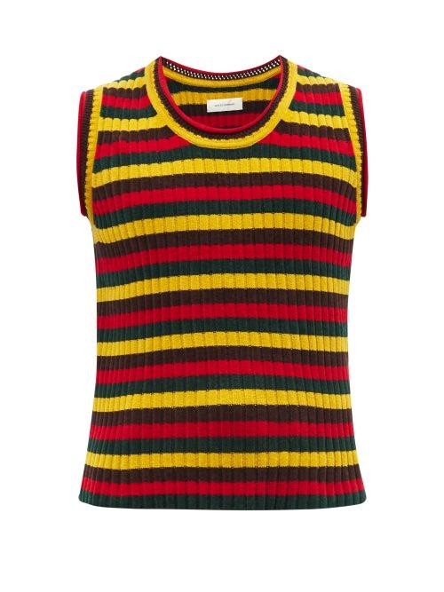 Wales Bonner - Brixton Striped Cotton-blend Sleeveless Sweater - Mens - Multi