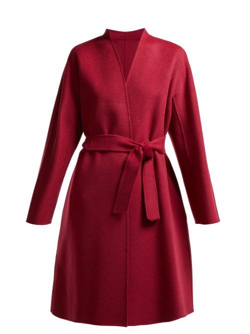 Matchesfashion.com Weekend Max Mara - Gimmy Belted Wool Coat - Womens - Burgundy