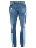 Valentino Distressed Patchwork Slim-leg Jeans