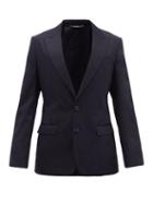 Matchesfashion.com Dolce & Gabbana - Single-breasted Cotton-blend Jacket - Mens - Navy